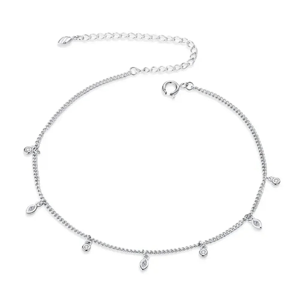 Authentic 925 Sterling Silver Minimalism Tassel Chain Anklet for Women - Velora Luxury Fashion
