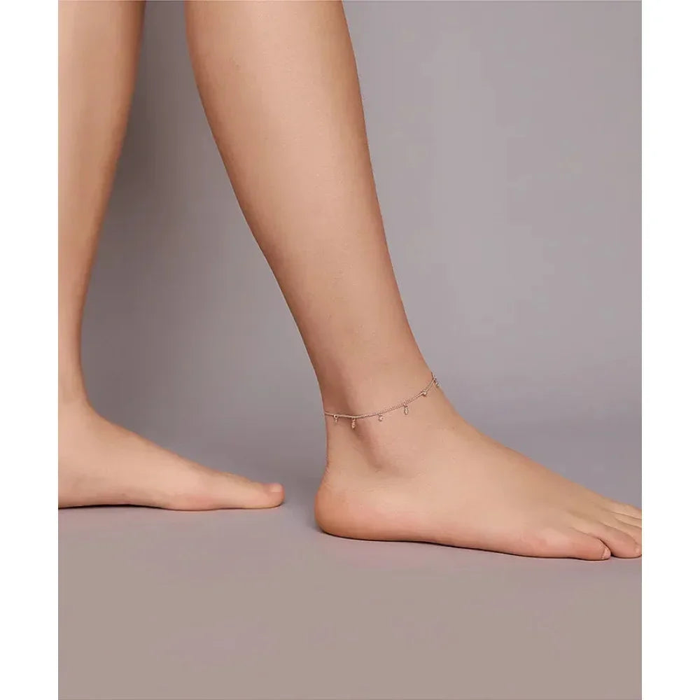 Authentic 925 Sterling Silver Minimalism Tassel Chain Anklet for Women - Velora Luxury Fashion