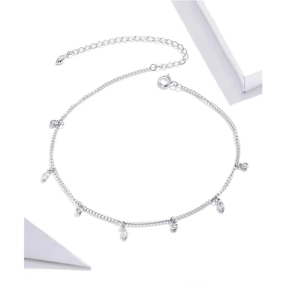 Authentic 925 Sterling Silver Minimalism Tassel Chain Anklet for Women - Velora Luxury Fashion