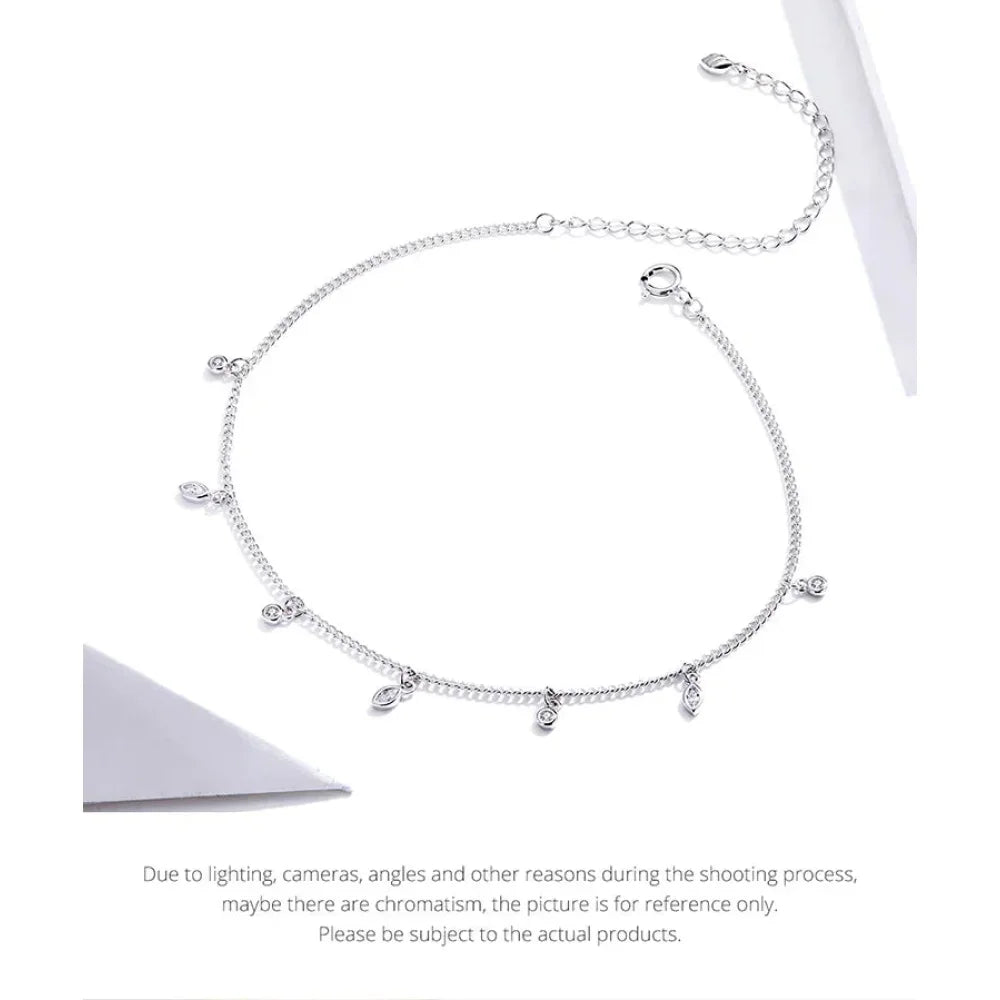 Authentic 925 Sterling Silver Minimalism Tassel Chain Anklet for Women - Velora Luxury Fashion