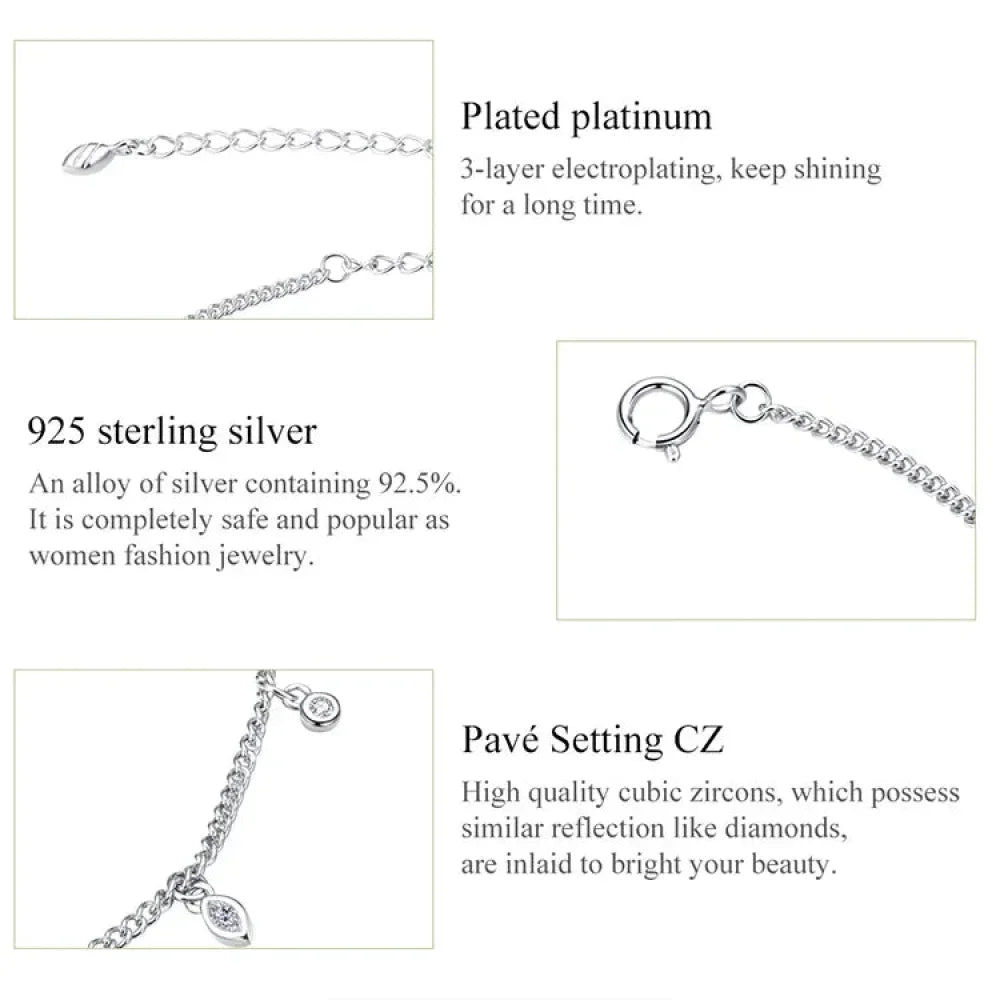 Authentic 925 Sterling Silver Minimalism Tassel Chain Anklet for Women - Velora Luxury Fashion