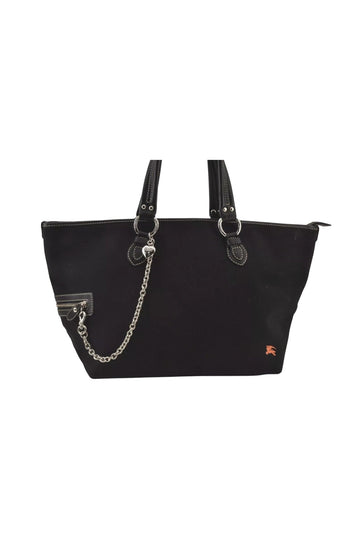 Authentic BURBERRY BLUE LABEL Hand Tote Bag Polyester Leather Black 7082L - Velora Luxury Fashion