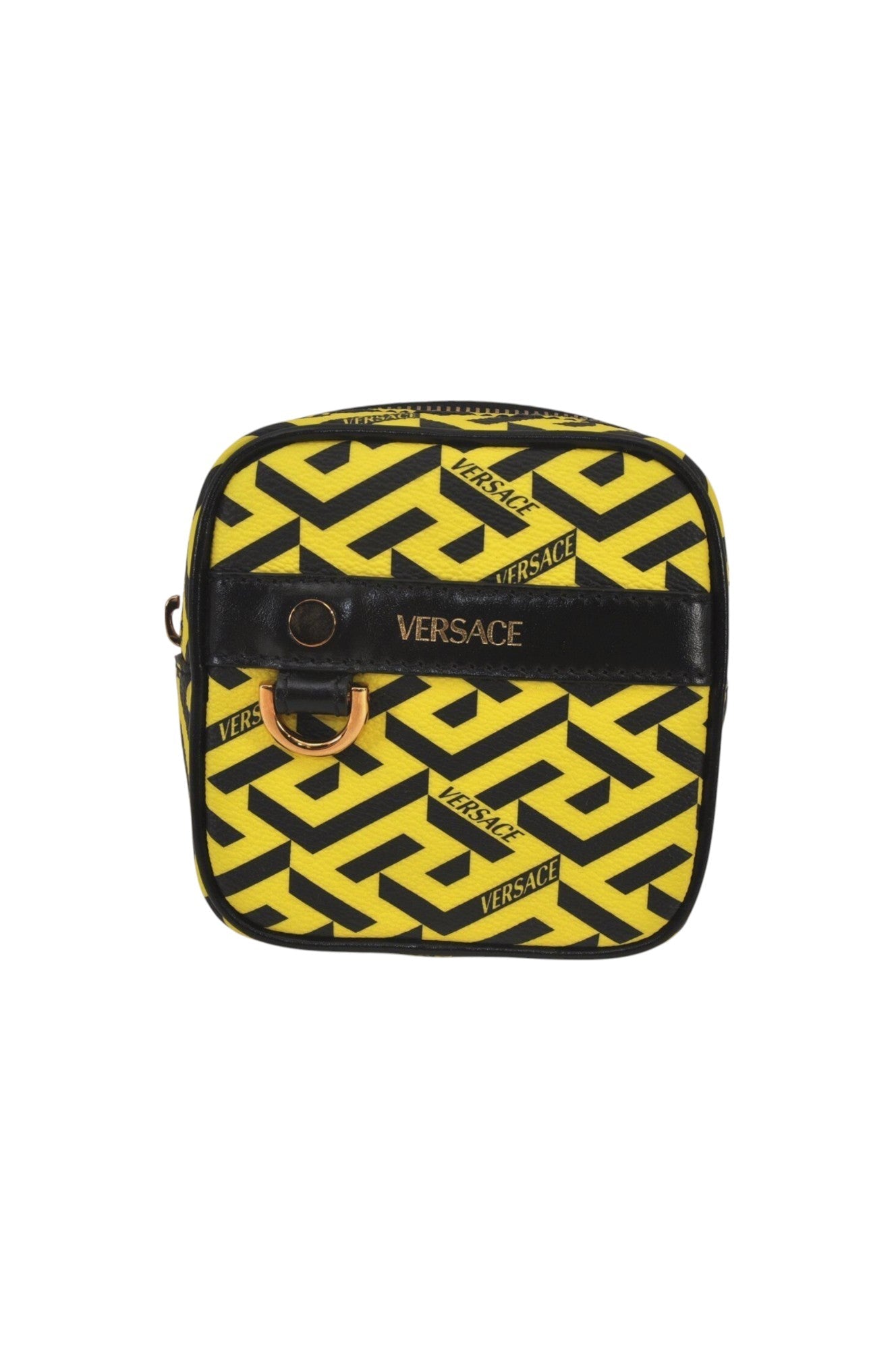 Authentic VERSACE La Greca Vintage Leather Pouch Purse Yellow Box Junk 7524L - Velora Luxury Fashion