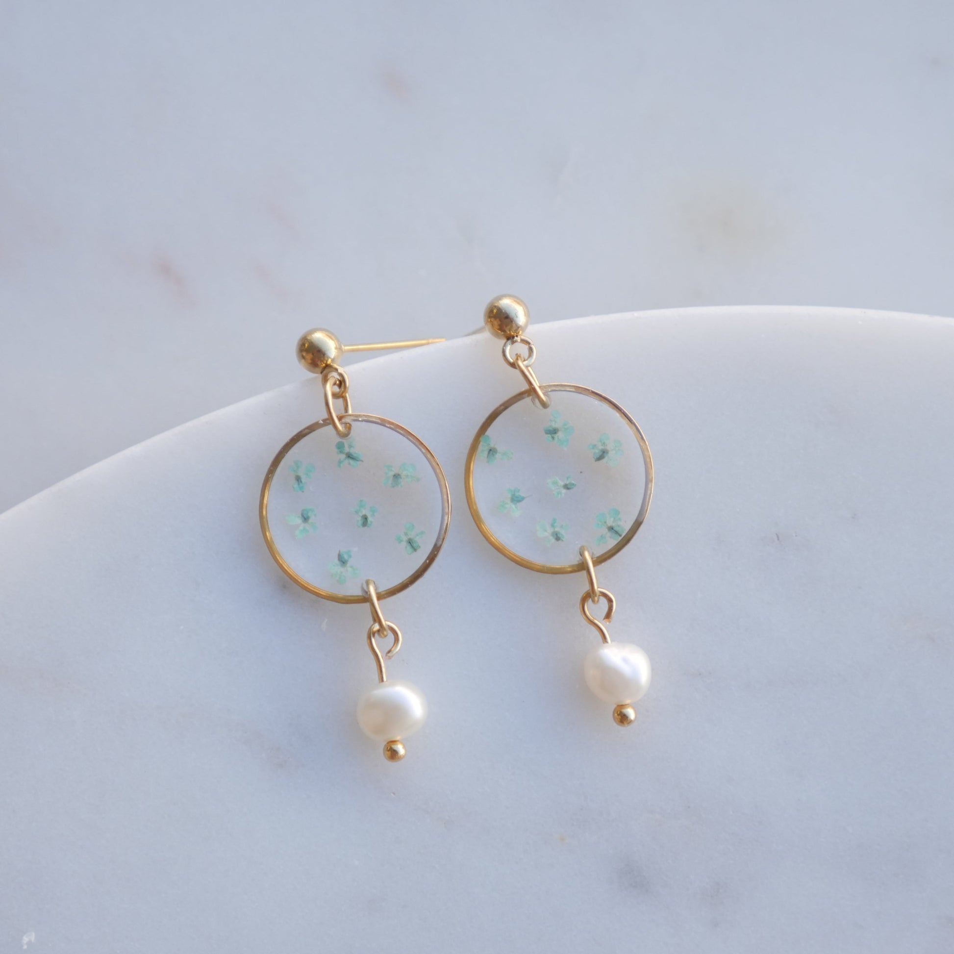 Boucles d’oreilles Perla - Estelle bleu- rond (moyen) - Velora