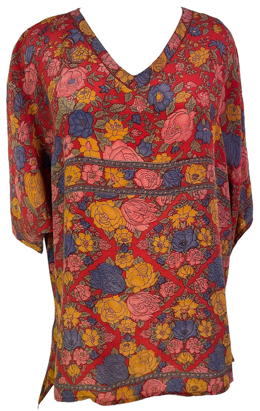 PRC7164 Avatar Pure Silk Long Tunic with Side Ties - Velora
