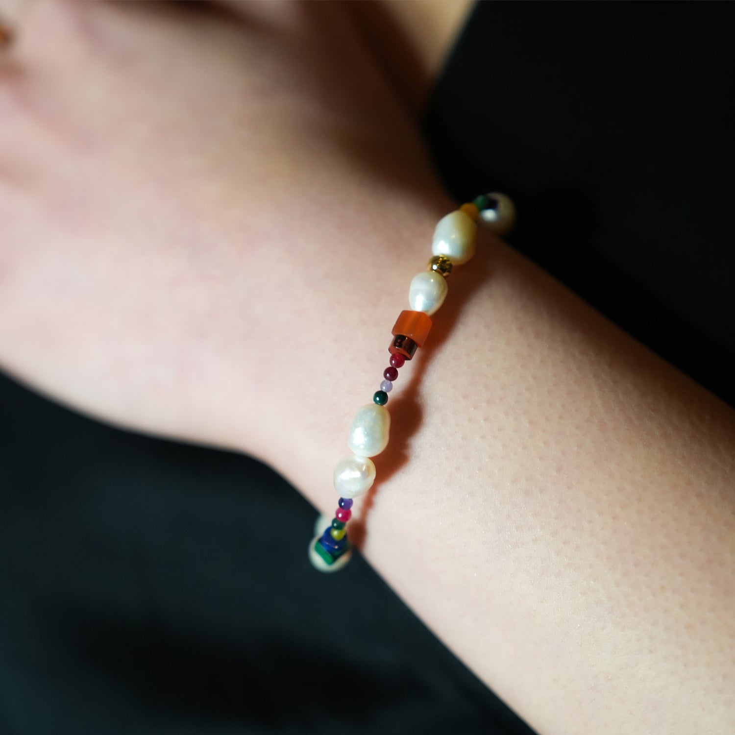 BANYANA: Paradise Found - Colourful Bracelet with Gold Beads, Natural Stones, and Freshwater Pearls - Velora Luxury Fashion