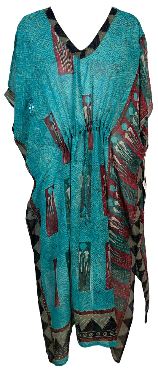 PRG6378 Sheer Avatar Pure Silk Maxi Kaftan - Velora