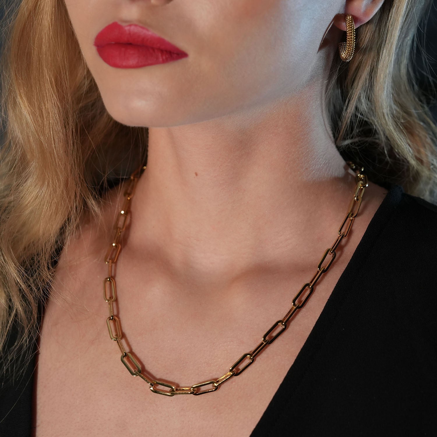 BAYSWATER 22": Contemporary Paper Clip Gold Chain Necklace - Velora Luxury Fashion