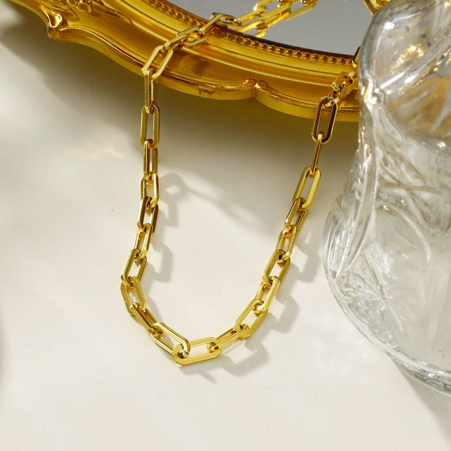 BAYSWATER 22": Contemporary Paper Clip Gold Chain Necklace - Velora Luxury Fashion