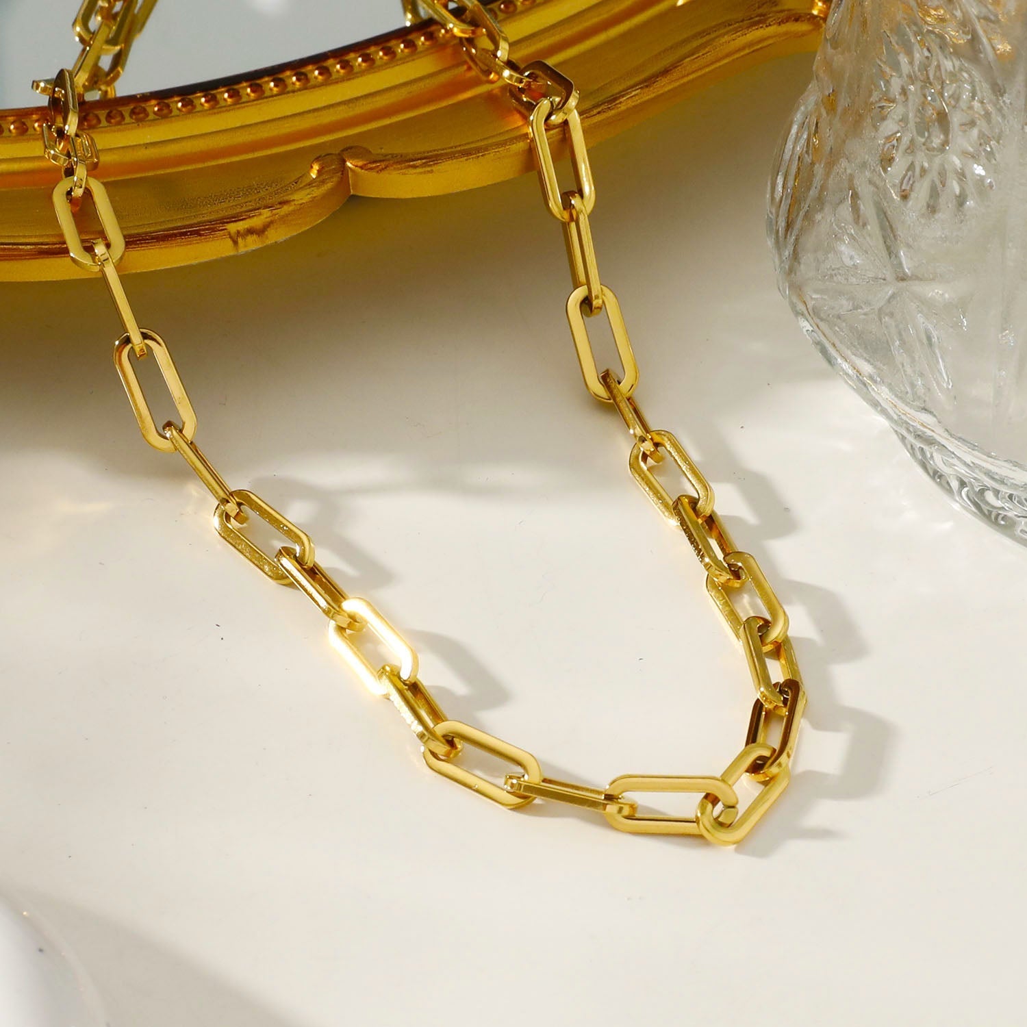 BAYSWATER 22": Contemporary Paper Clip Gold Chain Necklace - Velora Luxury Fashion
