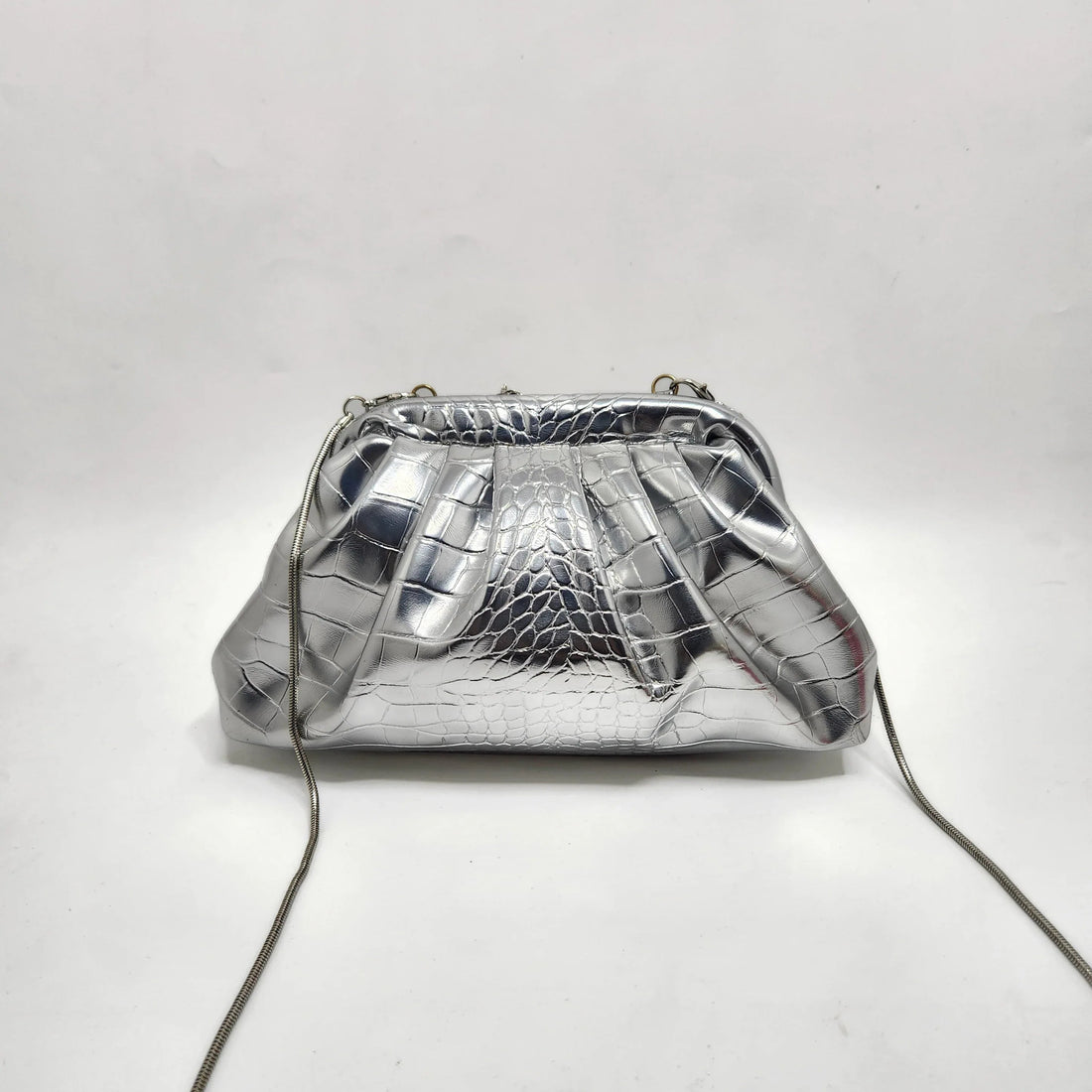 Silver Gallop Cloud Clutch
