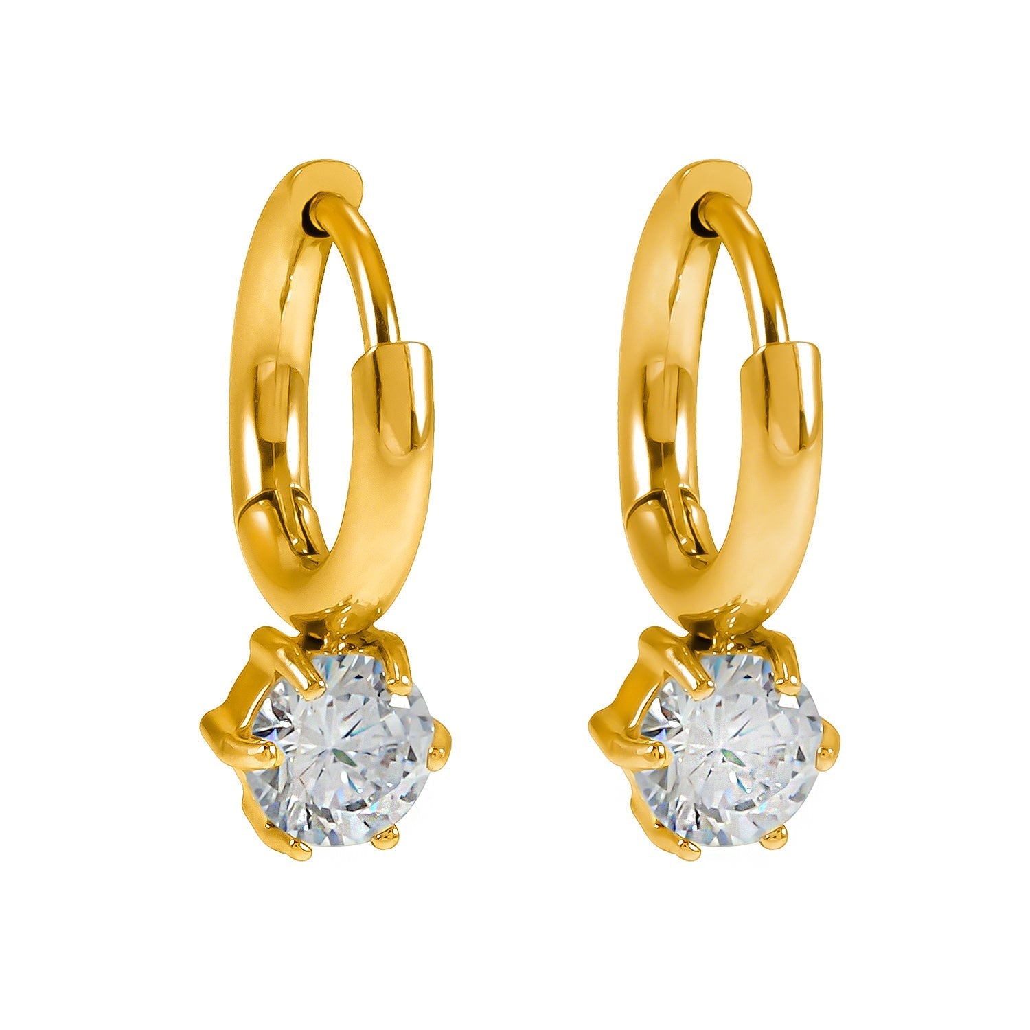 BEAULIEU: Vintage Inspired Mini Hoops with a Solitaire Moissanite Charm - Velora Luxury Fashion