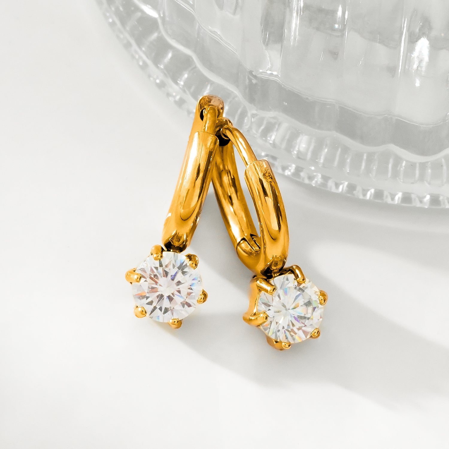 BEAULIEU: Vintage Inspired Mini Hoops with a Solitaire Moissanite Charm - Velora Luxury Fashion