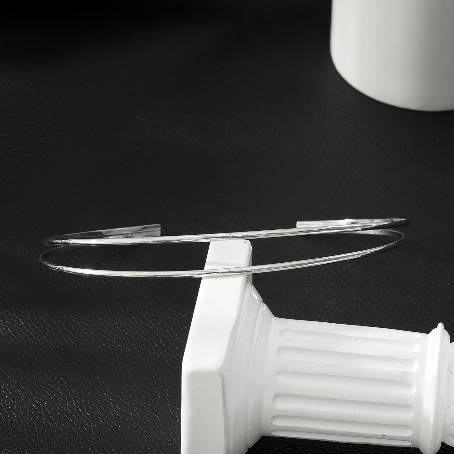 BETHANIE Silver (White Gold): Double Banded Choker Collar Necklace. - Velora Luxury Fashion