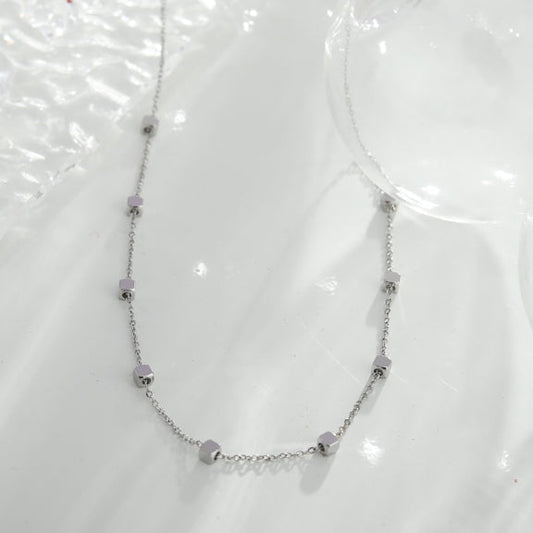 BEXLEY Square Beads Silver Necklace - Velora Luxury Fashion