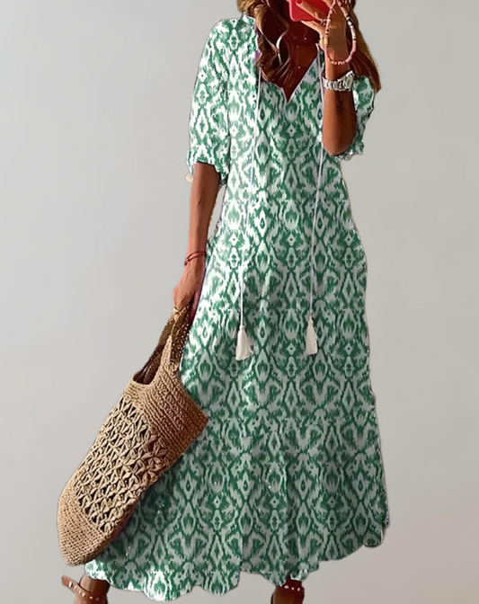 Women's Maxi Dress Blue Polyester - Velora