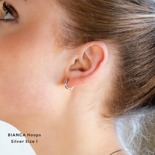 BIANCA Silver: Classic Essential Everyday Basic Round Silver Hoops. Available in 7 Sizes - 1cm to 6cm - Velora Luxury Fashion