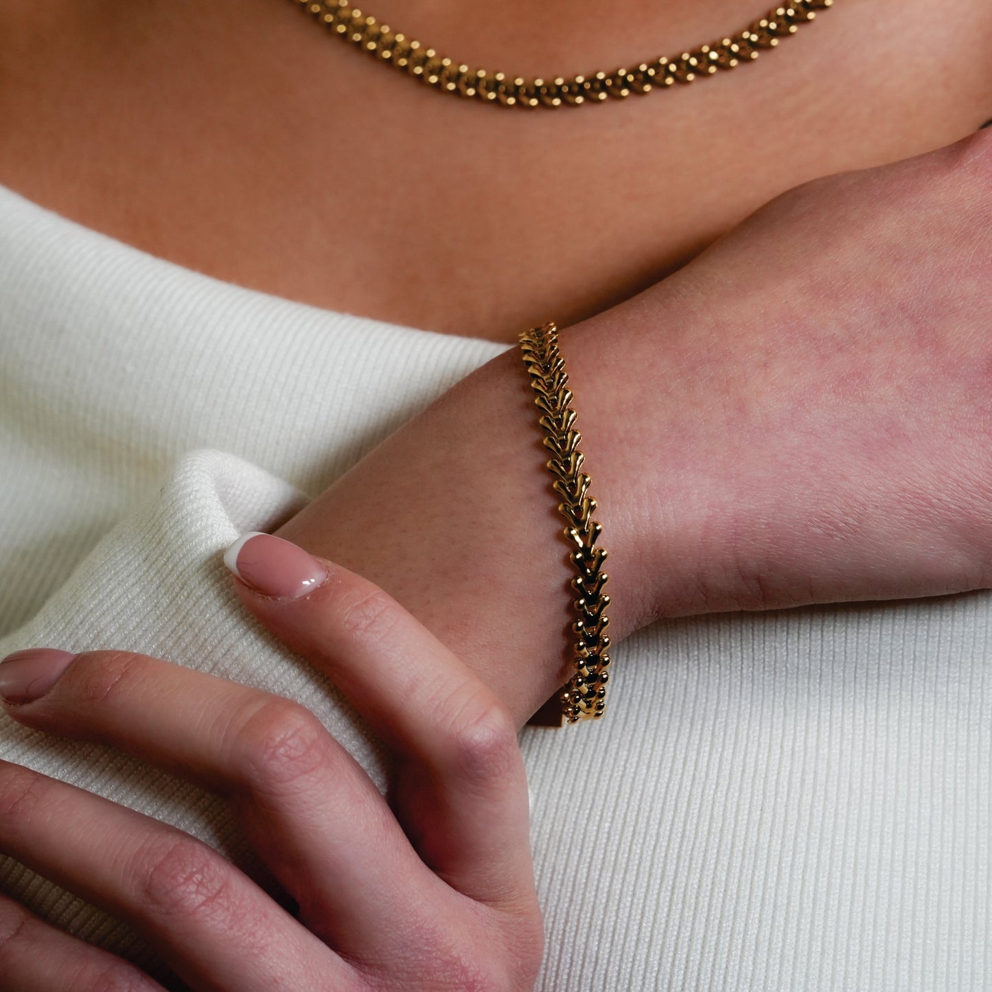 BLYTH:  Vintage-Inspired Linked Abstract Crest Bracelet - Velora Luxury Fashion