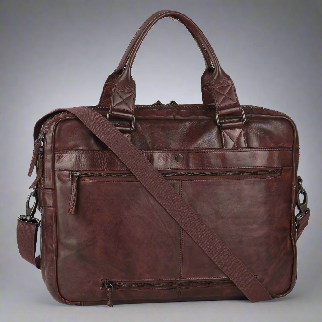 BOL Front Zip Leather Laptop Bag - Velora Luxury Fashion