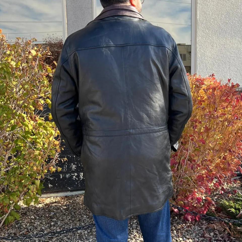 BOL Men's Double Collar Two-Tone Long Coat | Leather Jacket - Velora Luxury Fashion