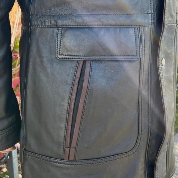 BOL Men's Double Collar Two-Tone Long Coat | Leather Jacket - Velora Luxury Fashion