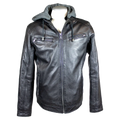 BOL Men's Hooded Snap Collar Leather Jacket - Velora Luxury Fashion