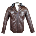 BOL Men's Hooded Snap Collar Leather Jacket - Velora Luxury Fashion