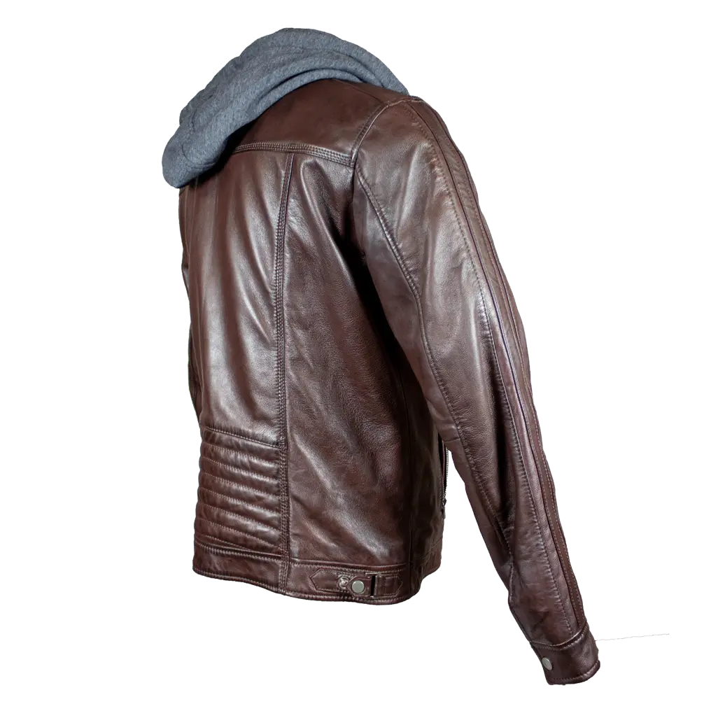 BOL Men's Hooded Snap Collar Leather Jacket - Velora Luxury Fashion