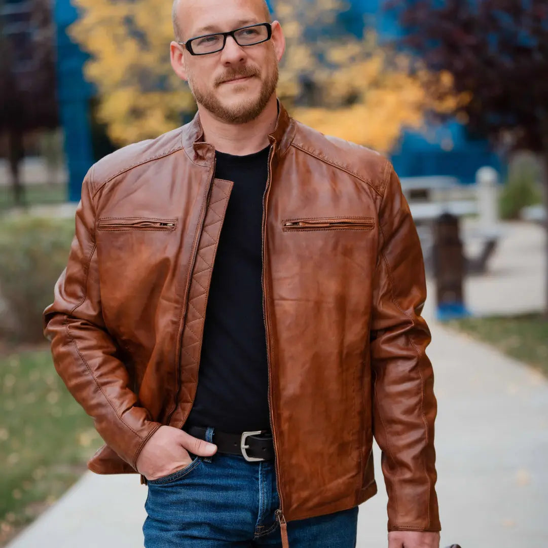 BOL Men's Racer Leather Jacket - Velora Luxury Fashion