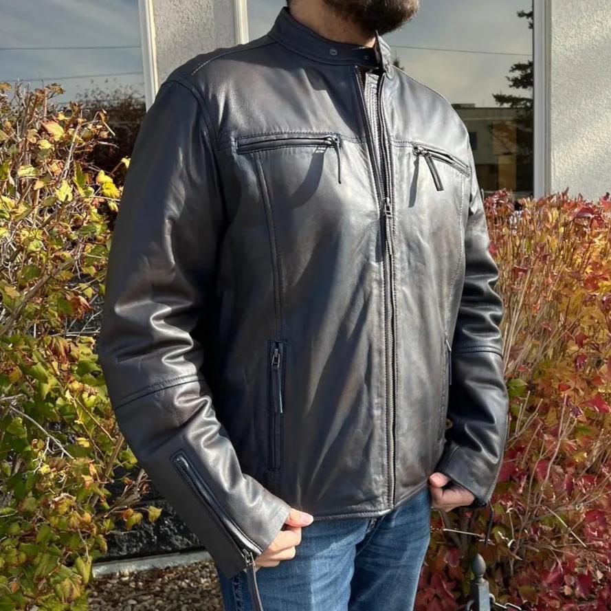 BOL Men's Snap Collar Lamb Leather Jacket - Velora Luxury Fashion