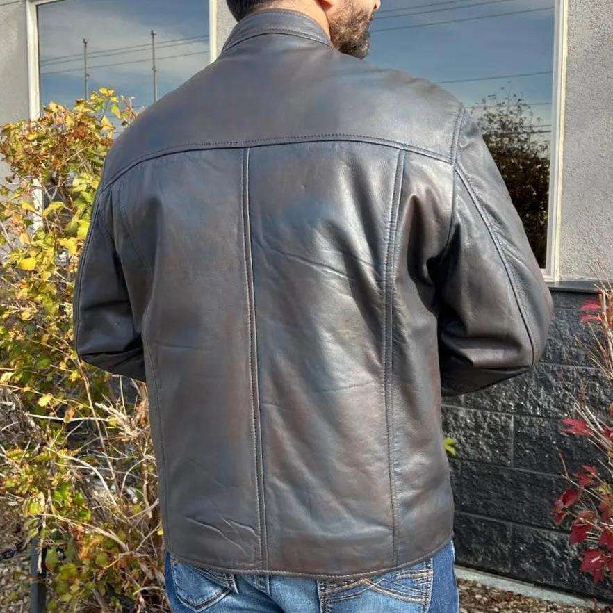 BOL Men's Snap Collar Lamb Leather Jacket - Velora Luxury Fashion