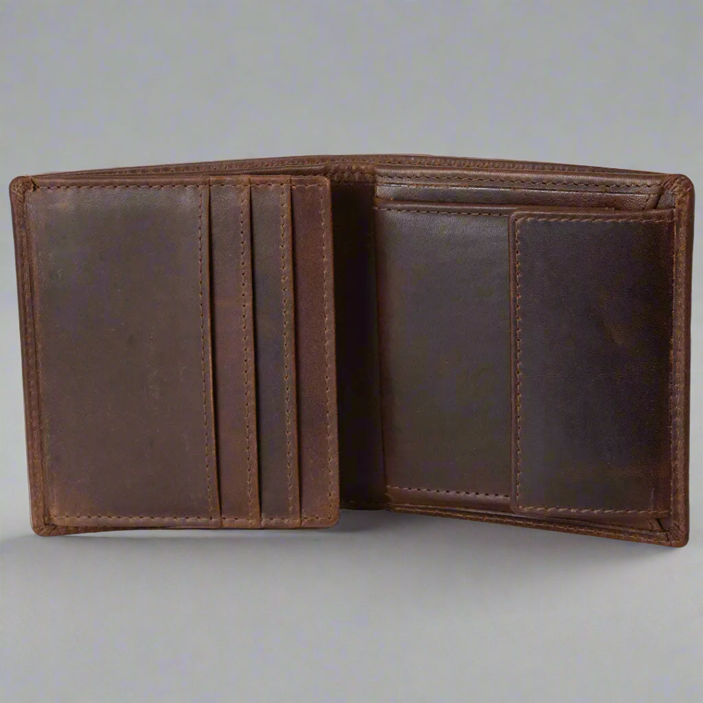 BOL Men's Vintage Leather Tri-fold with Change Pocket Wallet - Velora Luxury Fashion