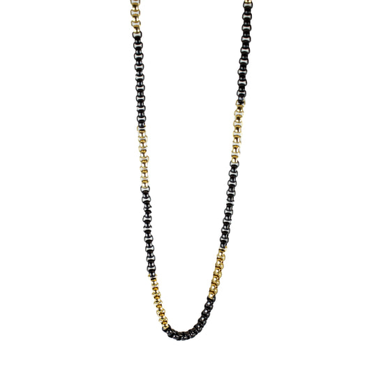 BOL Men's Two Tone Gold & Black Stainless Steal Chain Necklace Boutique of Leathers/Open Road