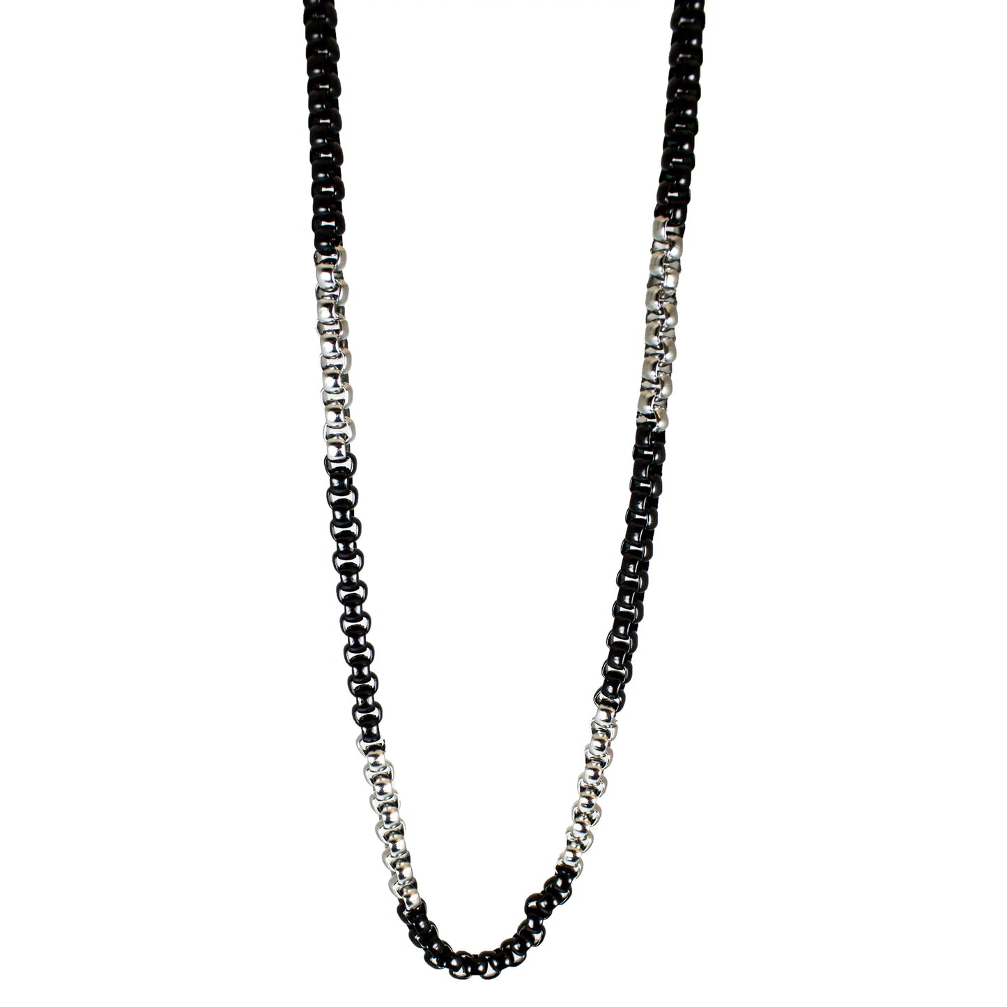 BOL Men's Two Tone Silver & Black Stainless Steel Chain Necklace Boutique of Leathers/Open Road