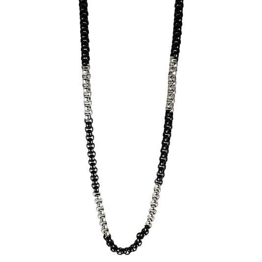 BOL Men's Two Tone Silver & Black Stainless Steel Chain Necklace Boutique of Leathers/Open Road