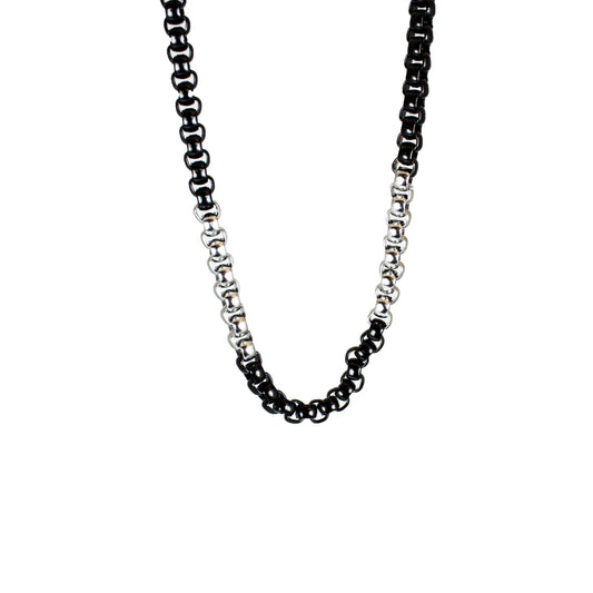 BOL Men's Two Tone Silver & Black Stainless Steel Chain Necklace Boutique of Leathers/Open Road