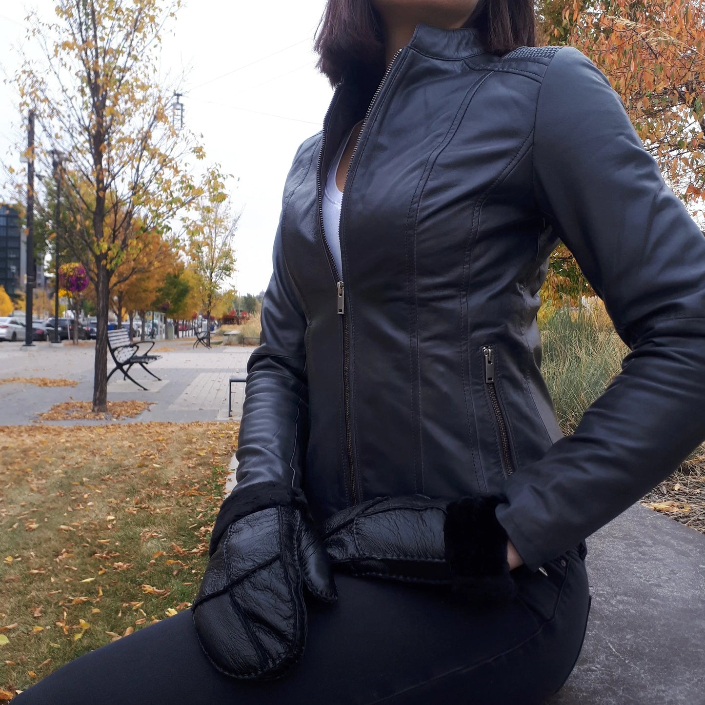 BOL Women's Basket Weave Accent Leather Jacket - Velora Luxury Fashion