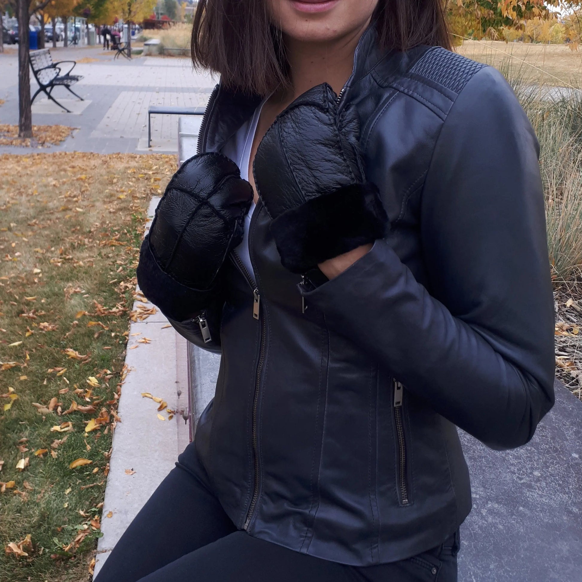 BOL Women's Basket Weave Accent Leather Jacket - Velora Luxury Fashion