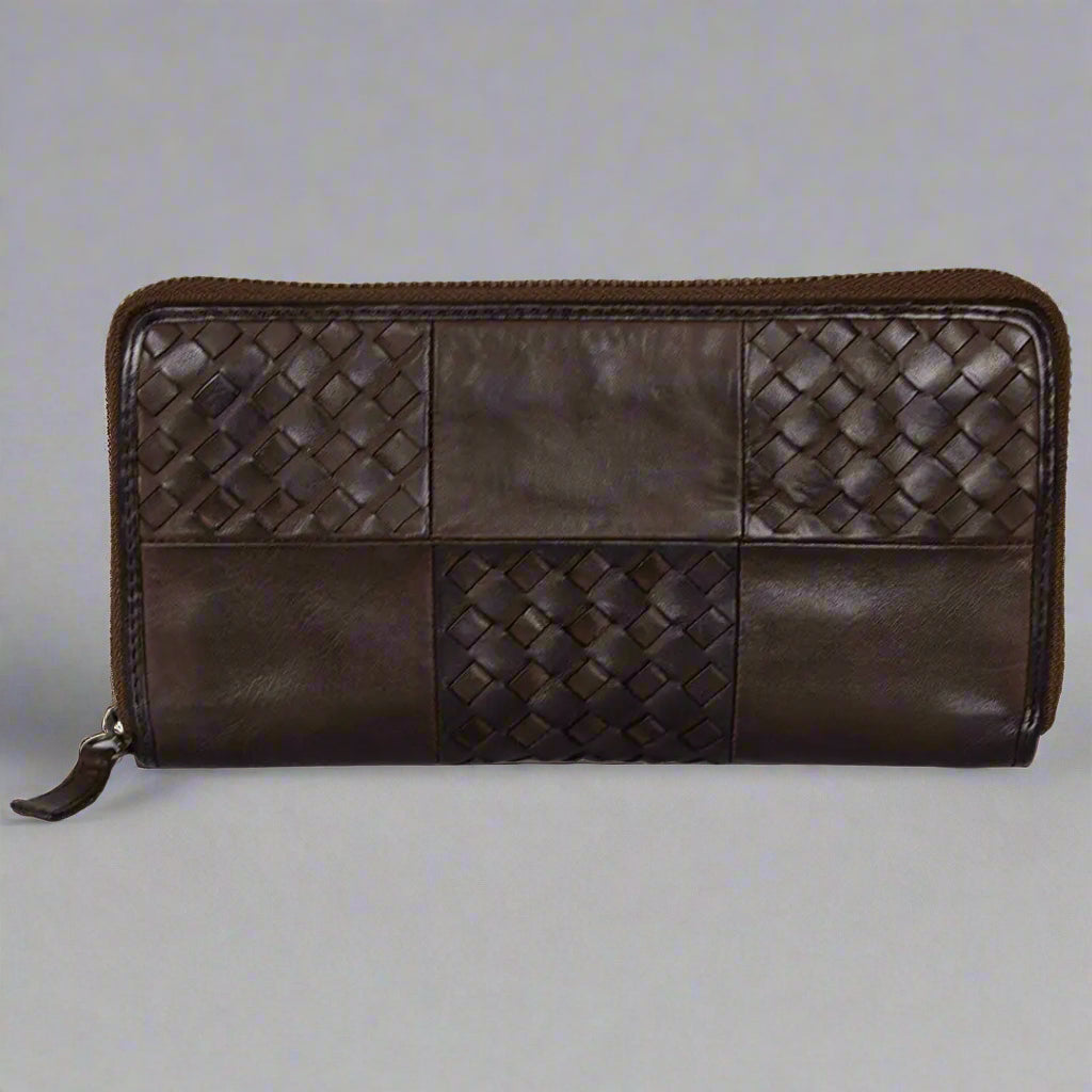 BOL Women's Basket Weave Zip-Around Clutch Wallet - Velora Luxury Fashion