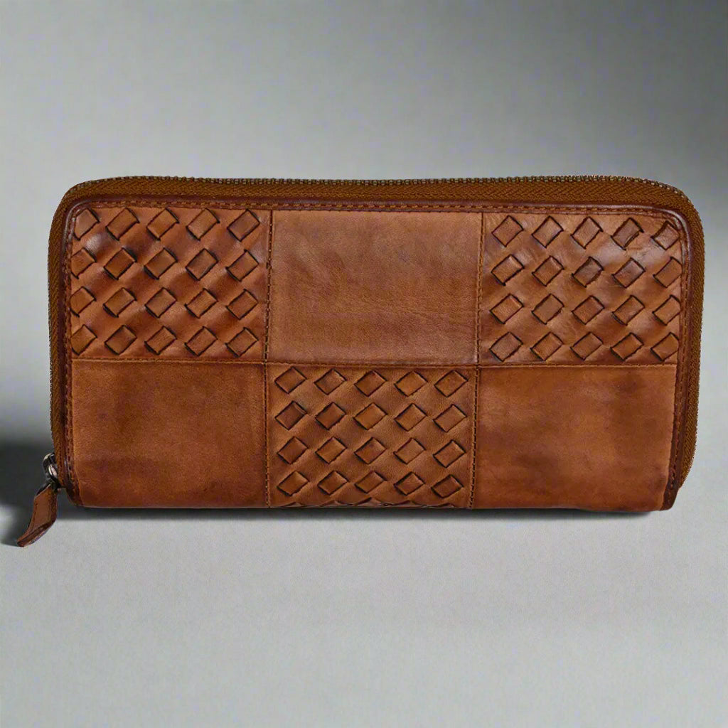 BOL Women's Basket Weave Zip-Around Clutch Wallet - Velora Luxury Fashion