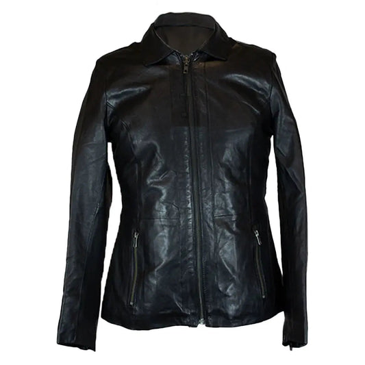 BOL Women's Classic Black Zippered Motorcycle Style Fashion Sheepskin Leather Jacket - Velora Luxury Fashion
