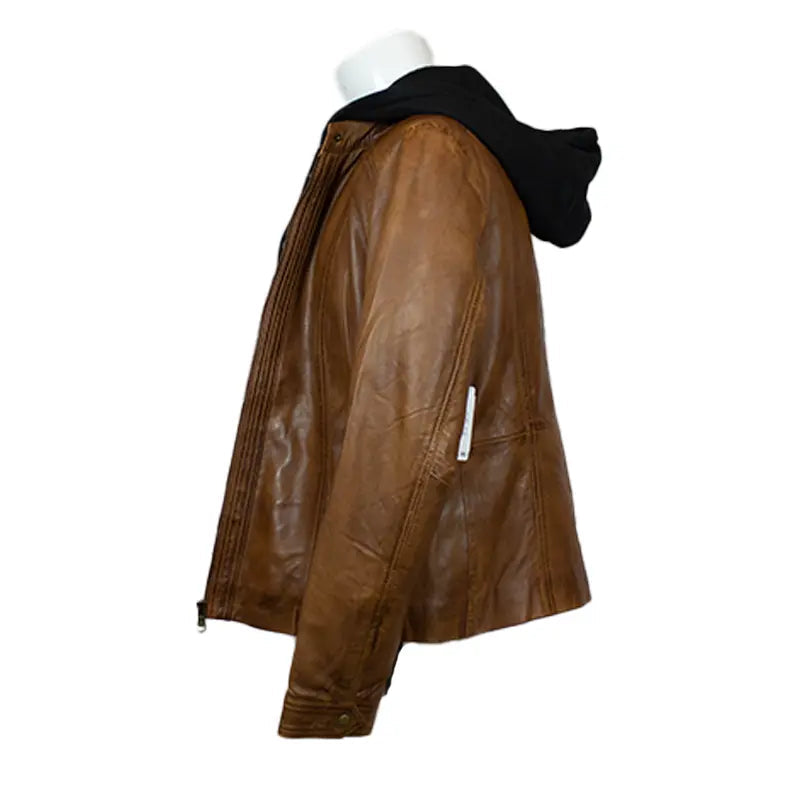 BOL Women's Detachable Hooded Leather Jacket - Velora Luxury Fashion