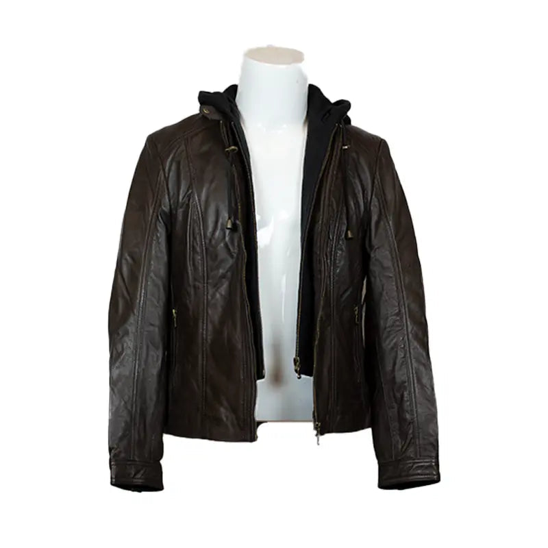 BOL Women's Detachable Hooded Leather Jacket - Velora Luxury Fashion