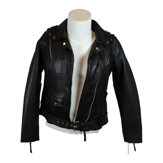 BOL Women's Leather Biker Jacket with Adjustable Belt - Velora Luxury Fashion