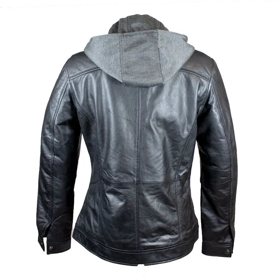 BOL Women's Removable Hood Leather Jacket - Velora Luxury Fashion