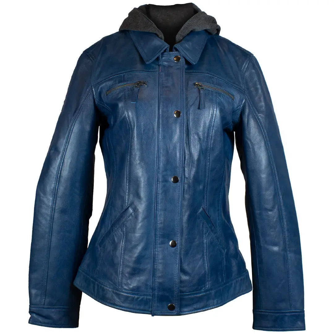 BOL Women's Removable Hood Leather Jacket - Velora Luxury Fashion