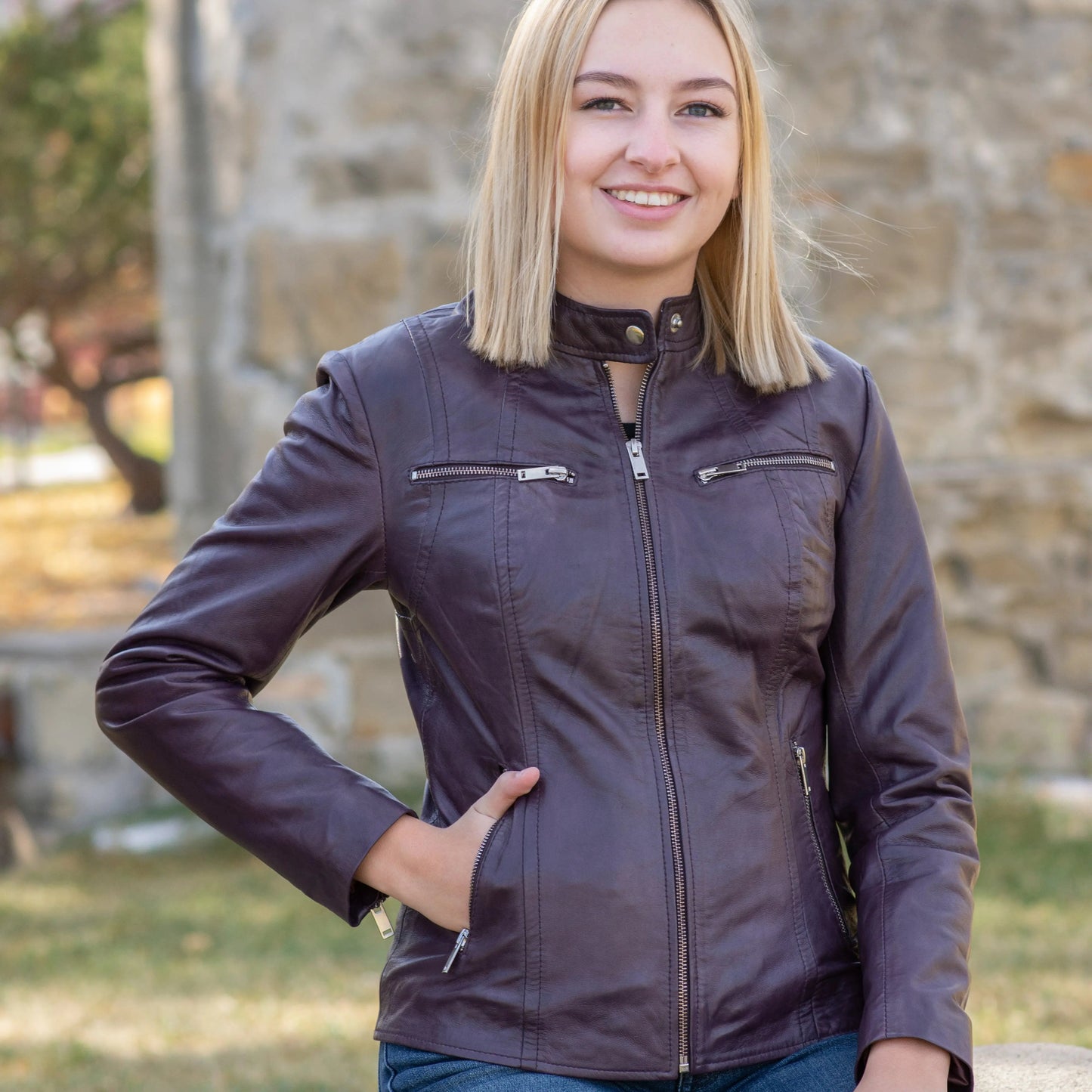 BOL Women's Zip Pocket Leather Jacket - Velora Luxury Fashion
