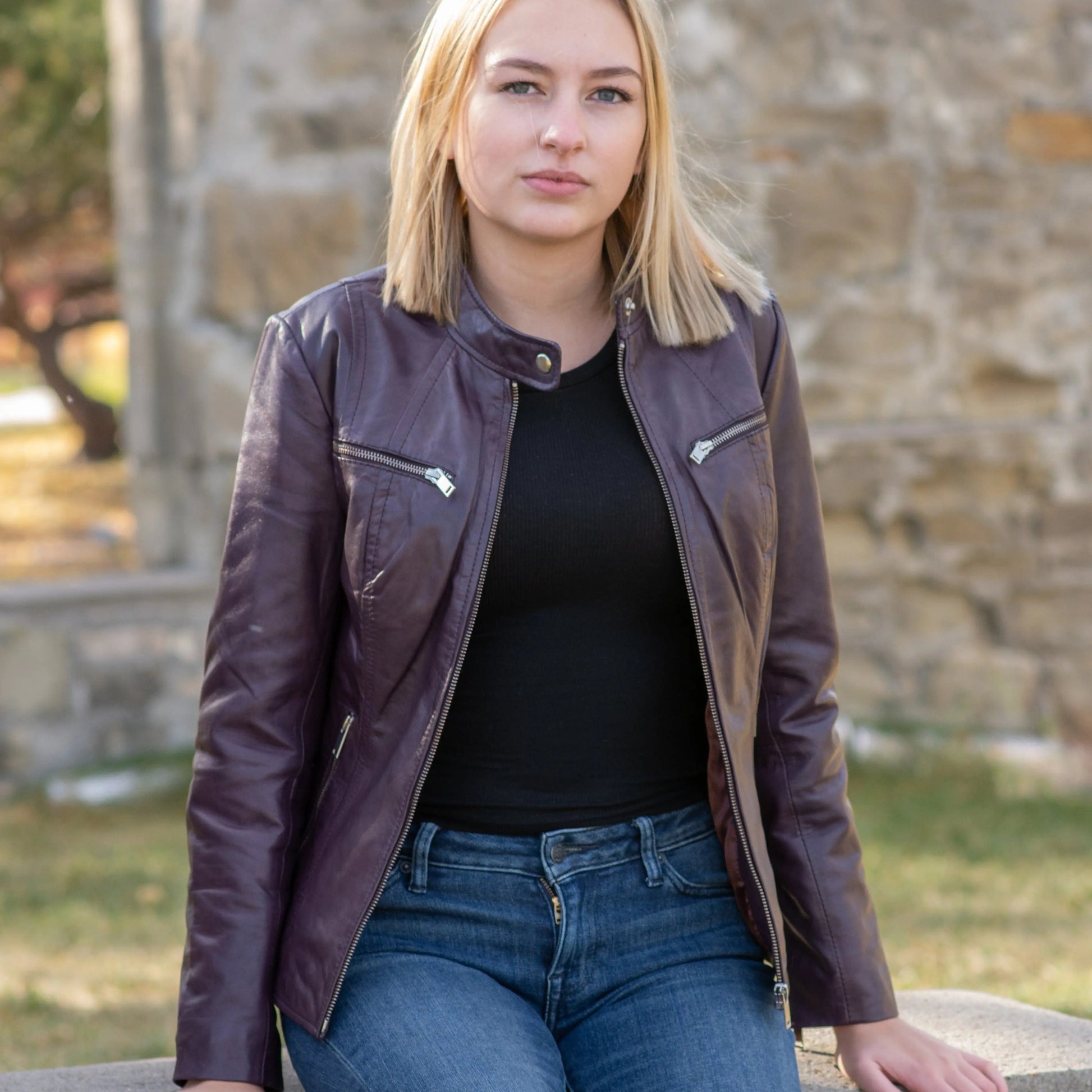 BOL Women's Zip Pocket Leather Jacket - Velora Luxury Fashion