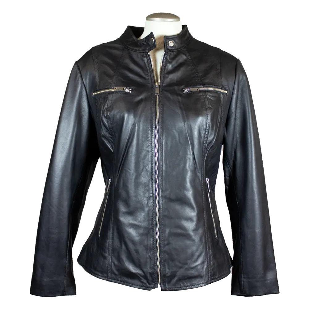 BOL Women's Zip Pocket Leather Jacket - Velora Luxury Fashion