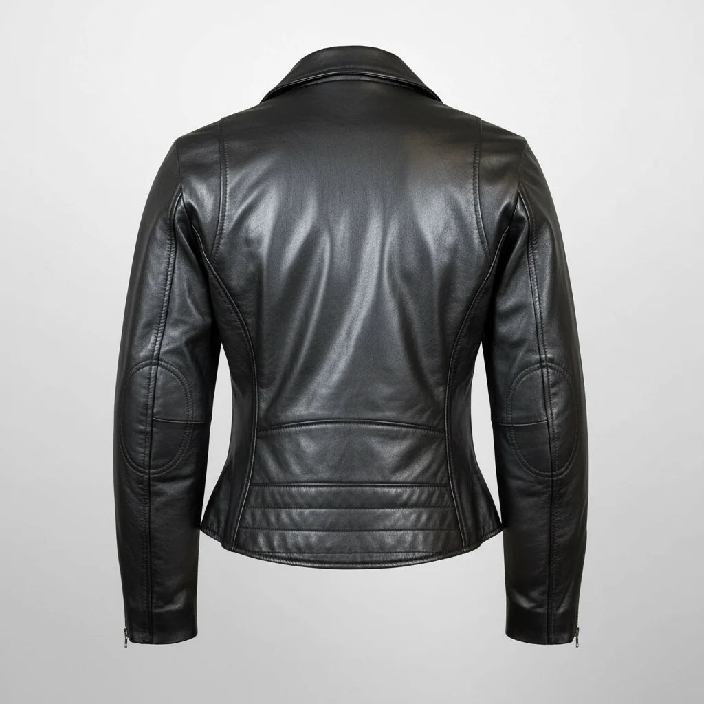 Women's Premium Lamb Leather Moto Jacket with Asymmetrical Zippers - Velora Luxury Fashion
